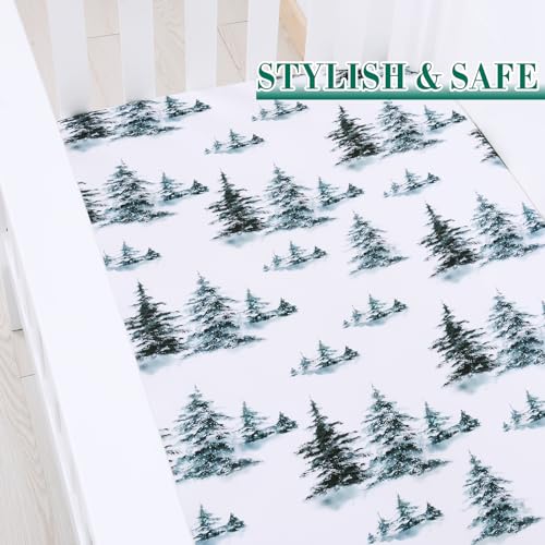 Image of JISEN Fitted Crib Sheets 1 Piece Soft Breathable Baby Crib Sheets for Standard Crib and Toddler Mattress Baby Bed Sheets for Crib for Baby Boys Girls Neutral 28x52 Inch Woodland