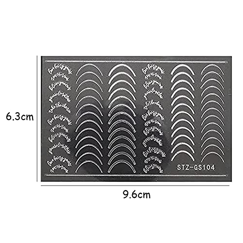 6 Blatt Nagelsticker,3D Selbstklebend Nagelabziehbilder Gold und Silber Nail Aufkleber DIY Nagelkunst Linie… – Bild 3