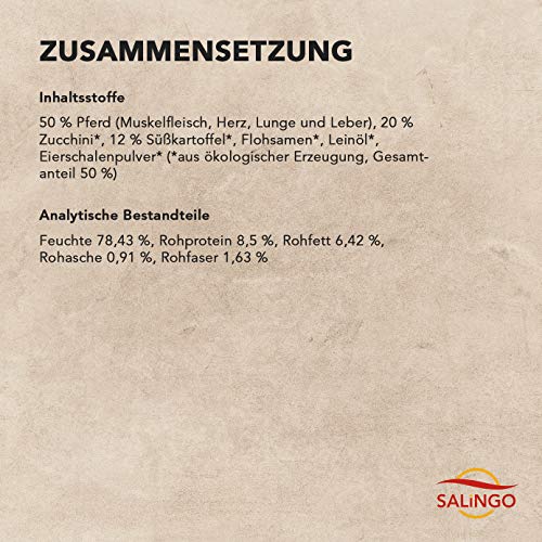SALiNGO Premium Nassfutter für Hunde | Pferd mit Süßkartoffel & Zucchini | getreidefrei | Single Protein | hypoallergen | 6x400g