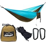 ✔ VIELSEITIG EINSETZBAR – Durch den leichten Fallschirm Stoff ist die Hängematte ideal für das Wandern, Backpacking, Trekking, Reisen oder als Entspannung im Garten oder in der Wohnung.