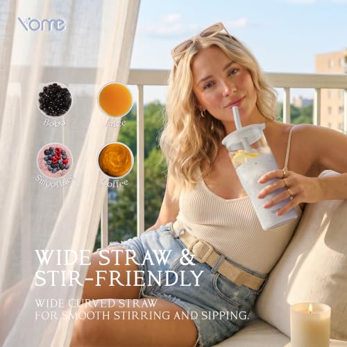 Image of YOME 20oz Serene Cat Grey Insulated Glass Tumbler with Lid & Straw for Women Gift| Stainless Steel Iced Coffee Cup | Keep Drinks Cold |Cupholder Friendly |Ideal for Iced Coffee, Smoothies & Boba