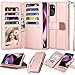 NJJEX Wallet Case for Motorola Moto G 5G 2022, for Moto G 5G 2022 Case, [9 Card Slots] PU Leather ID Credit Card Holder Folio Flip [Detachable] Kickstand Magnetic Phone Cover & Lanyard [Rose Gold]