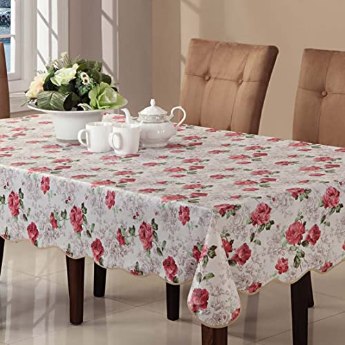 Artisan Flair Af5472-017 Pink Rose Kitchen Tablecloth For Dinner Parties & Picnics-54" X 72" #TOP1
