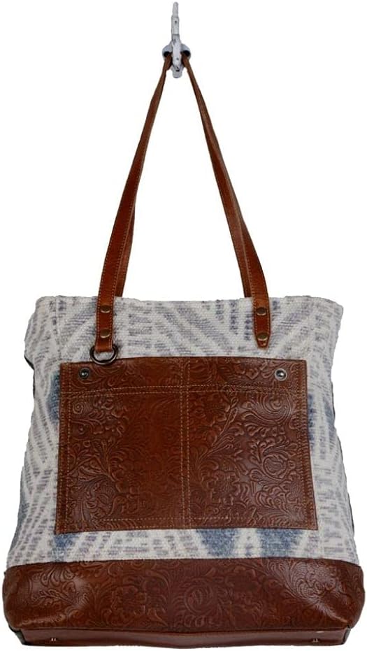 Myra Bag Urbane Elegance Tote Bag Upcycled Cotton & Leather S-2812