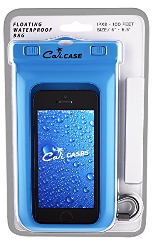 CaliCase Extra Large Waterproof Floating Phone Pouch - IPX8 Waterproof Floating Phone Case with Lanyard for iPhone X-15/ S20-S24/ Pixel 4-8 - Blue