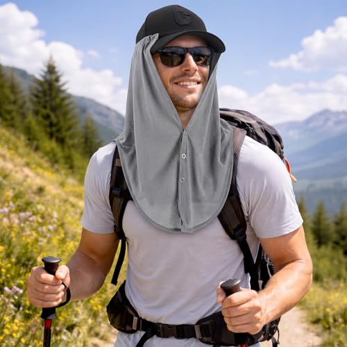 Image of Geyoga 3Pcs UV Sun Protection Neck Drape | Adjustable Neck Shade, Mesh Neck Sun Protection, Breathable Sun Protector, Hat Drape for Fishing, Hiking and Outdoor Work