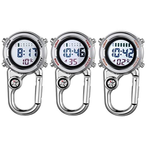 Image of JewelryWe Men Women Digital Clip Watch Mini Microlight Backpack Buckle Belt fob Watches for Rock Climbing Doctors Nurses Chefs for Mother's Day