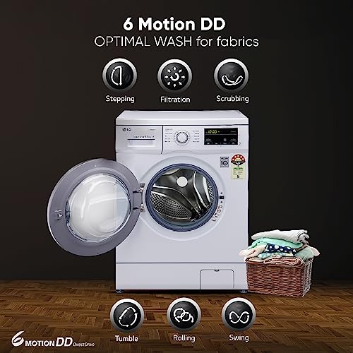 Image of LG 7 Kg 5 Star Inverter Touch Control Fully-Automatic Front Load Washing Machine with in-built Heater (FHM1207SDL, Silver, 6 Motion Direct Drive & Steam)