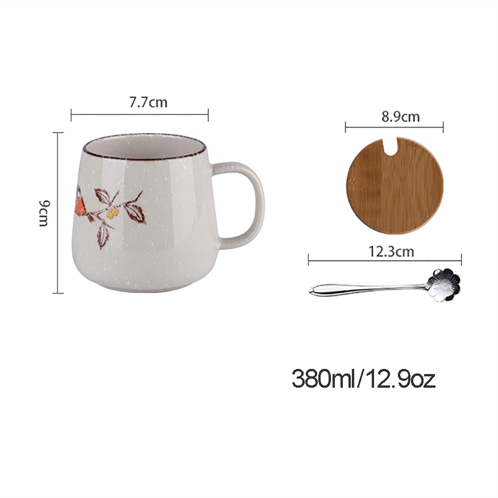 Taza de café, Taza de té, Taza de café, Tazas de cerámica de Estilo Retro japonés único, Taza de Desayuno de Porcelana esmaltada con Cambio de Horno de 380ml/12,9 Oz (A)