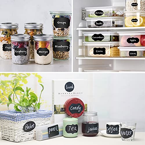 ONUPGO-Chalkboard-Labels-Stickers-Bulk-196-Reusable-Chalk-Sticker-Labels-with-Erasable-Chalk-Maker-Removable-Waterproof-Blackboard-Labels-for-Containers-Glass-Mason-Jar-Labels-Removable-Waterproof-Reu