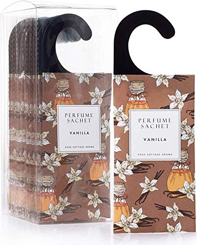 ROSE COTTAGE Large 12 Packs Vanilla Hanging Closet Air Freshener Scented Sachets Long Lasting Smell