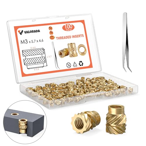 M3 Threaded Inserts - 100 Pieces M3x5.7x4.6 Brass Heat Set Insert for Plastic Parts - Metric knurled Nuts - Insert by Heat into 3D Printing Components