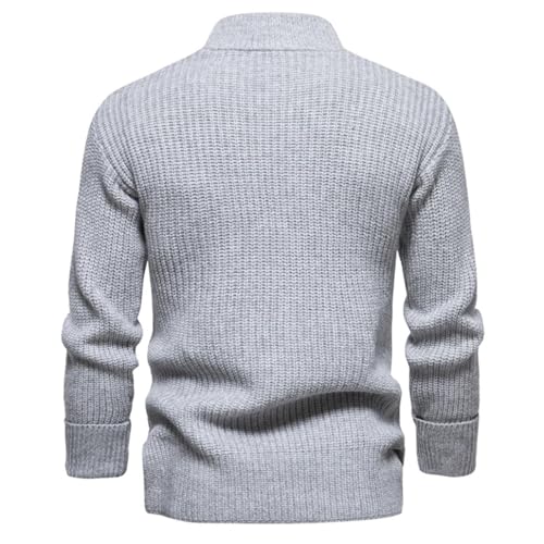 Men's Mock Neck Pullover Sweaters Mens Soft Casual Casual with Ribbing Edge Sweaters Gray EU Size M2