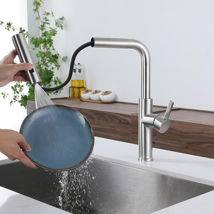 Robinet de cuisine gris anti-éclaboussures avec 3 modes de débit d'eau - 7