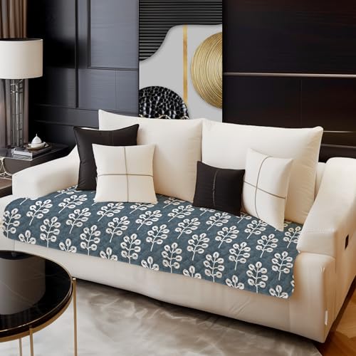 Image of Decorian Premium Soft Quilted Velvet Sofa Cover Mat, Sofa Seat Runner for Couch (Grey Tree, 3 Seater)