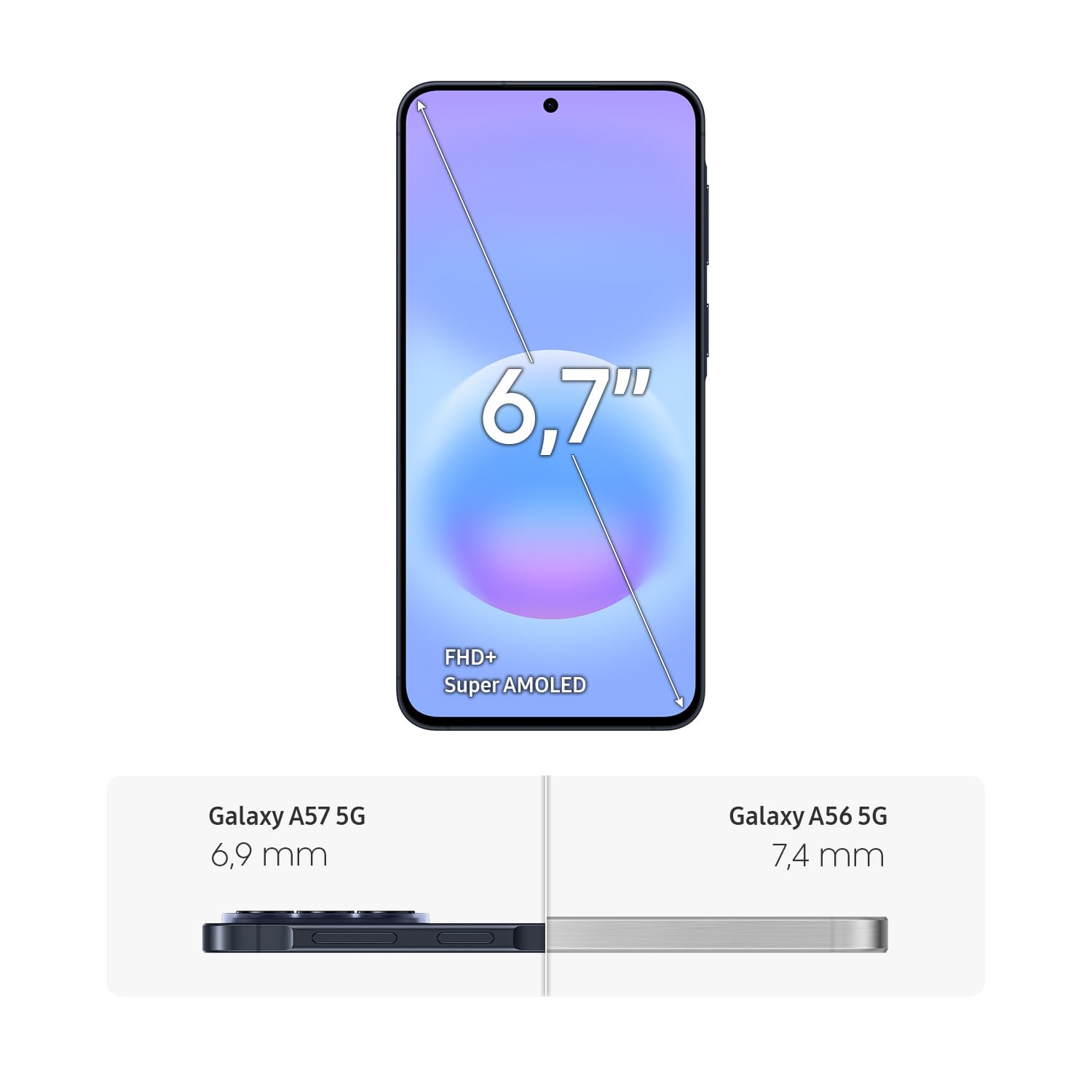 Samsung Galaxy A57 5G, Schlankes AI-Smartphone, Awesome Intelligence, 128 GB Speicherplatz, 50 MP Weitwinkel-Kamera, Bis zu 2 Tage Akkulaufzeit, IP68, Awesome Navy, 2,5 Jahre Herstellergarantie