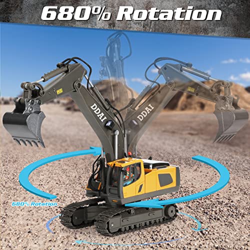 Image of DDAI Remote Control Excavator Toys for Boys 8-12 Kids Best Gift Ideas for Age 3 4 5 6 7 8 9 10+ Year Old Boy Rechargeable RC Construction Excavators Digger Vehicles Engineering Toys with Metal Shovel