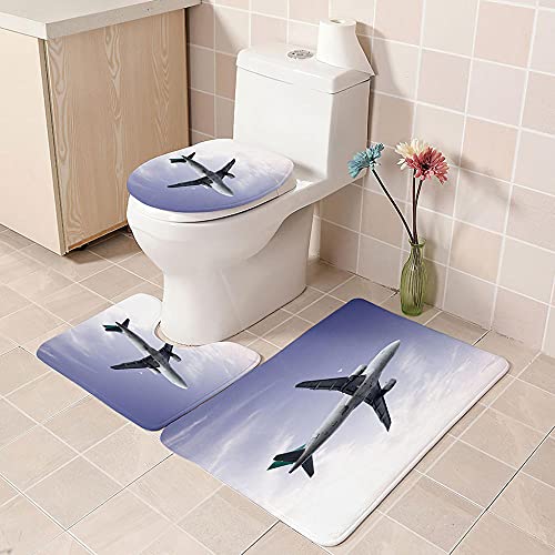 ZDDWLDL 4-Teilig Duschvorhang Set Mit Rutschfesten Teppichen Toilettendeckel Und Badematte Wasserdicht Farbfest Schimmel… – Bild 5