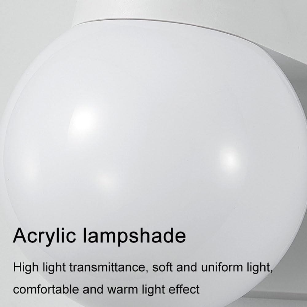 Wodoodporna lampa ścienna z globusem 30 W, zewnętrzna latarnia ścienna, nowoczesna i minimalistyczna lampa ścienna, akrylowy klosz do schodów, korytarzy, balkonów, ogrodów, ścian/biały