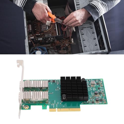 Adaptador PCIe GOWENIC con Doble Puerto Ethernet 10G 25G, Tarjeta de Red 2X 25G SFP28 RDMA SR IOV IPsec Offload con PXE UEFI iSCSI para Windows 8.1 y 10 miniatura 2