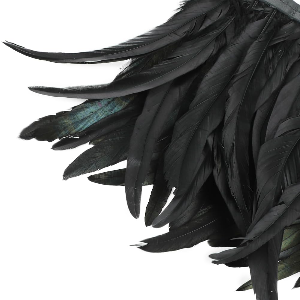 Gothic Feather Cape Medieval Shawl Shrug Feather Shoulder Armor PU Leather Evil Cloak Shoulder Piece Wrap Wings Halloween Carnival Costume Mardi Gras Fancy Dress for Halloween Cosplay Party - Image 4