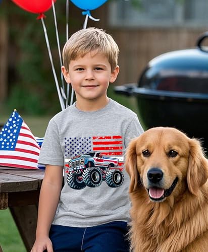 Image of Boys Girls 4th of July Shirts American Flag Tees Kids Patriotic Independence Day Memorial Day Tops 2-7 Years