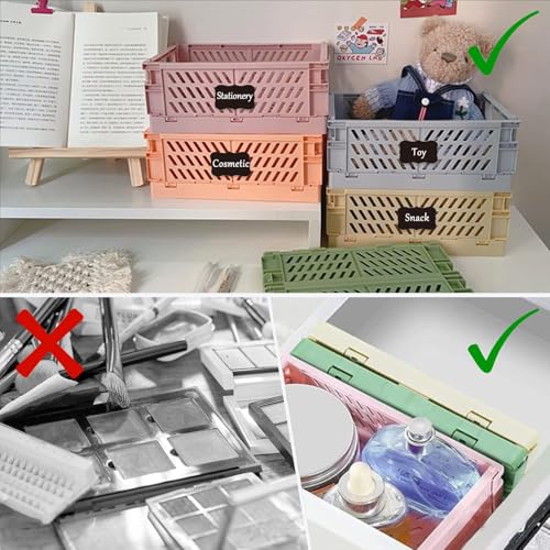 Aiuuee 6 Stücke Faltbarer Aufbewahrungskorb 25 x 16 x 10cm, Groß Faltbar Stabil Klappkiste Plastik,Klappbox, Stapelbar Klappkorb Kunststoff Aufbewahrungskorb für Küche Badezimmer Büro Kinderzimmer
