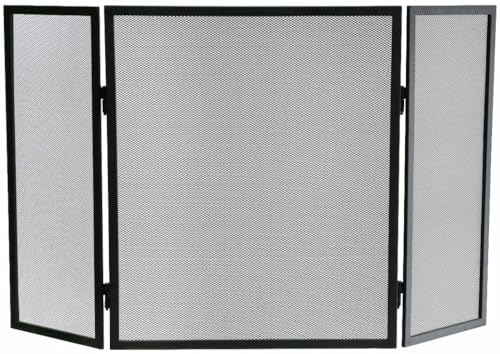 Preisvergleich Produktbild Kamino-Flam 125401 Funkenschutzgitter, Kamingitter aus pulverbeschichtetem Eisen, Kaminfunkenschutzgitter in der Farbe Schwarz, Schutzgitter mit klappbaren Seitenteilen, Maße: ca. 96,5 x 2 x 61 cm
