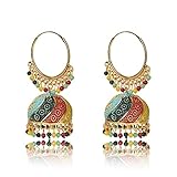 Nilu's Collection Women's Ethnic wear Multi Colour Jhumka Party Festival, Function, Festival Wear Alloy Jhumki Earring, Medium, Gold, Traditional