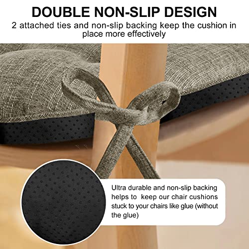 Wellsin Indoor Chair Cushions For Dining Chairs 4 Pack, 15.5" X 15.5" Kitchen Chair Cushions With Ties And Non-Slip Backing, Tufted Shredded Memory Foam Kitchen Chair Pads (Khaki) #TOP3