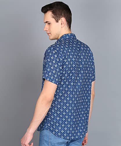 Image of BLOCKS OF INDIA Cotton Hand Block Print Half Sleeves Summer Shirt for Men