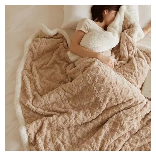Manta de franela Manta gruesa de lana de cordero for invierno, manta de franela de microfibra de doble cara for cama, edredón cálido súper suave y cómodo, doble para sofás y dormitorios(Color-06,150x2