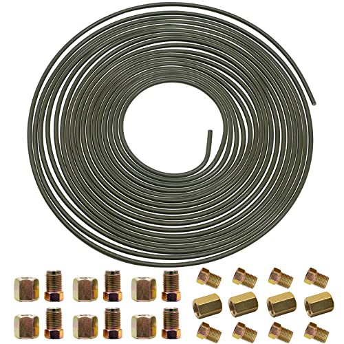 Kit de conduite de frein 3/16", lignes de frein de rechange automobile avec écrous et connecteurs à vis, tuyau plaqué cuivre (10 m) Cover