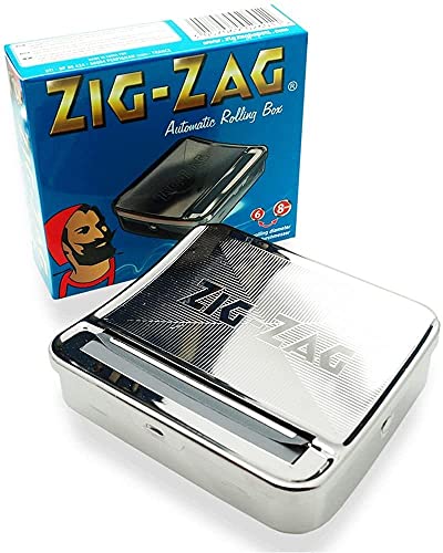 Amazing Crystal Zig-Zag Automatic Cigarette Tobacco Rolling Machine Case, Stainless Steel & Tin, Silver