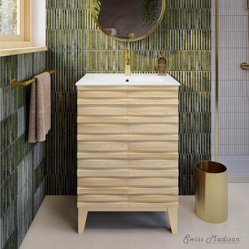 Image of Swiss Madison Cascade 24 inch Bathroom Vanity in Natural Oak