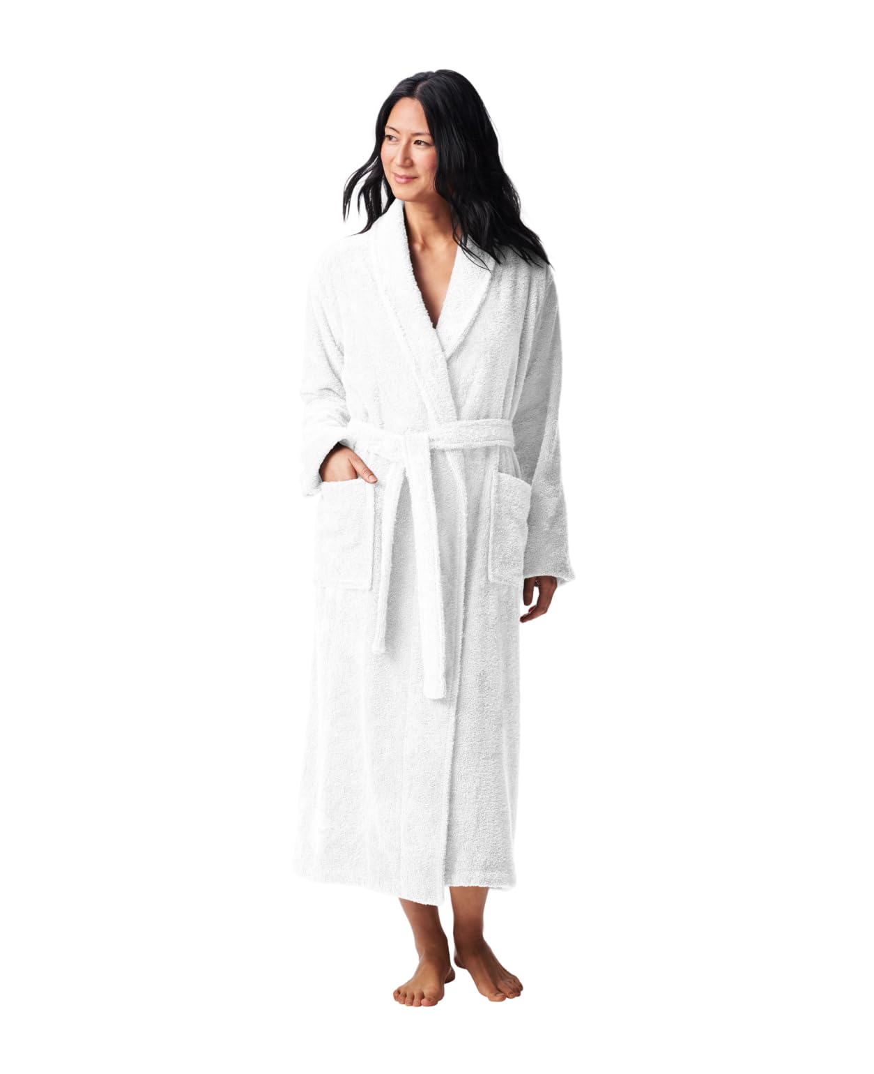 Coyuchi Unisex Cloud Loom Robe - 100% Organic Cotton Bathrobe - Relaxed Silhouette with Long Sleeves and Banded Collar