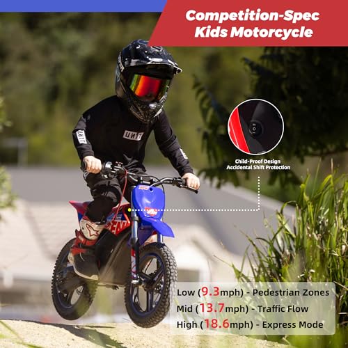 Image of RFN SX-E350 36V Electric Bike, 500W Electric Motorcycle 18.6 mph Max Speed & 11.2 Mile Range, 3-Speed Electric-Dirt-Bike for Kids Ages 4-8