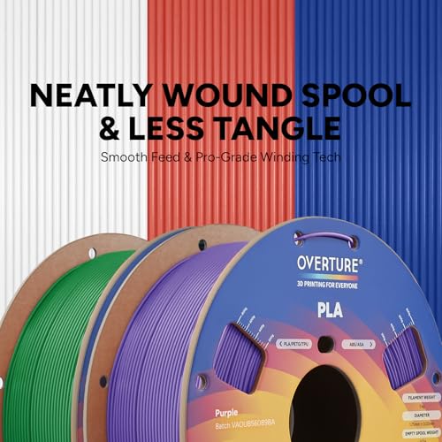 Image of OVERTURE 2KG Bundle High Speed PLA Filament 1.75mm, Neatly Wound 3D Printer Filament 2 Pack 1kg Spool (2.2lbs) Rapid PLA, Fit Most FDM 3D Printers (Purple+Green)