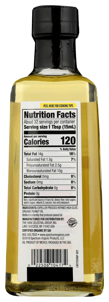 Spectrum Naturals All-purpose cooking Organic Refined Peanut Oil 16 oz (6 Pack)