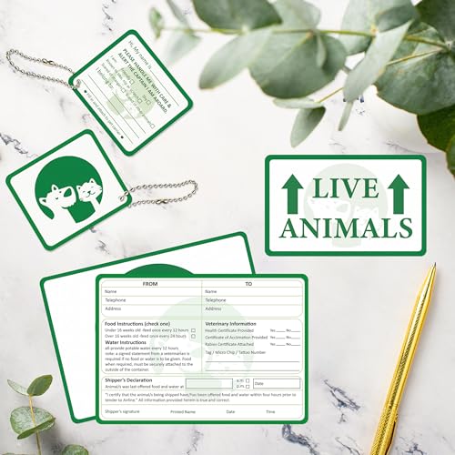 YHNTGB 50 pcs Live Animal Stickers Labels for Airline Cargo Crates Includes Fragile Arrow Markings Ideal for Shipping Packing Animals Safely This Side Up Animal Handle Shipping Warning Care Stickers - Thumbnail 3