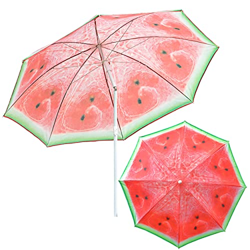 botle Sonnenschirm für den Garten Material Polyester/Stahl Farbe Rot Thema Wassermelone D 180 cm H 190 cm touristisch Strand leicht zusammenklappbar bremsfunktion Modern Funktionell