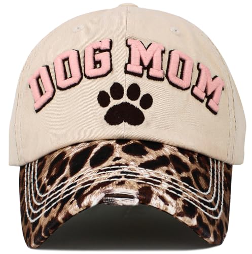 Image of KBETHOS Dog Cat Mom Dad Theme Womens Baseball Cap Distressed Vintage Unconstructed Embroidered Patch Hat