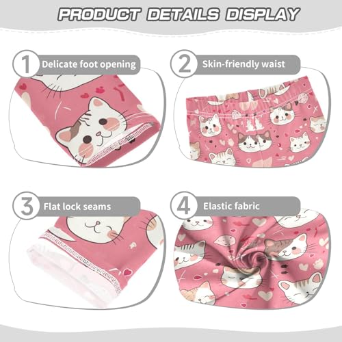 Cartoon Cat Girls' Leggings Toddler Doodles Heart Fish Kids Yoga Pants Dance Active Tights 4T3