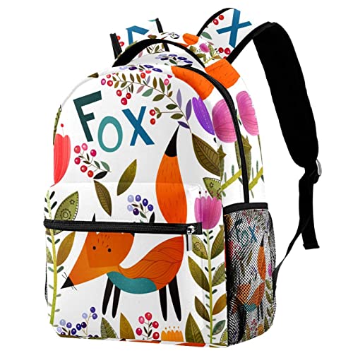 Sac à dos de voyage fille garçon grand cartable scolaire renard d'automne