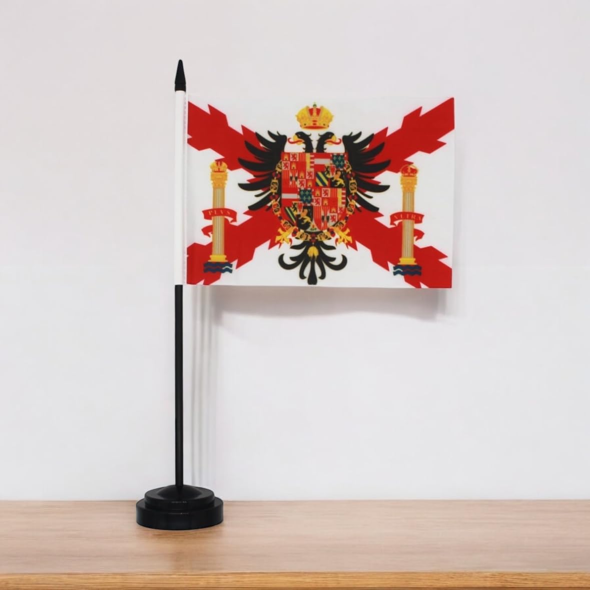 Pack of 2 Table Flags Desk Flag Eagle 21 x 14 cm Pole and Base Desk Flags for Conference Rooms (Cruz Borgoña) - Image 2