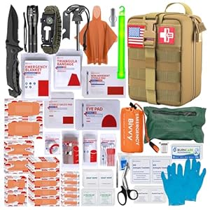 [Upgrade] Survival First Aid Kit Outdoor Molle System with Tactical Gear Set Trauma Kit for Camper Travel Hunting Hiking and Adventures