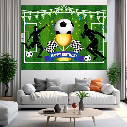 Image of Soccer Birthday Backdrop 4x3 Ft | Backdrops for Decoration | Birthday Decoration Backdrop | Banner for Kids Theme Party