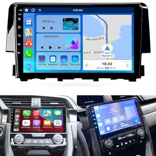 2+32G Android 13 for Honda Civic 2016-2020 Car Radio, 9 Inch Touch Screen Radio for Honda Civic Head Unit 2016 2017 2018 2019 2020 with Wireless Carplay Android Auto Bluetooth GPS AHD Backup Camera