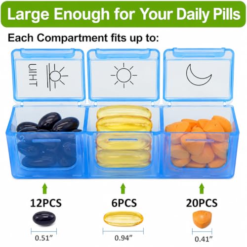 Image of Zollyss Weekly Pill Organizer 3 Times a Day, 7 Day Pill Box with 21 Compartments, BPA Free Medicine Organizer Box, Portable Travel Tablet Case for Vitamins, Supplements & Medication, Multicolor