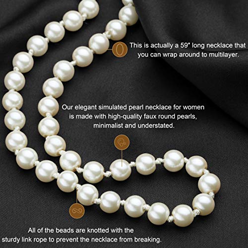 BABEYOND Long Pearl Necklace Faux Pearls Necklace Beaded Long Pearls Necklace 1920s Gatsby Costume Jewelry4